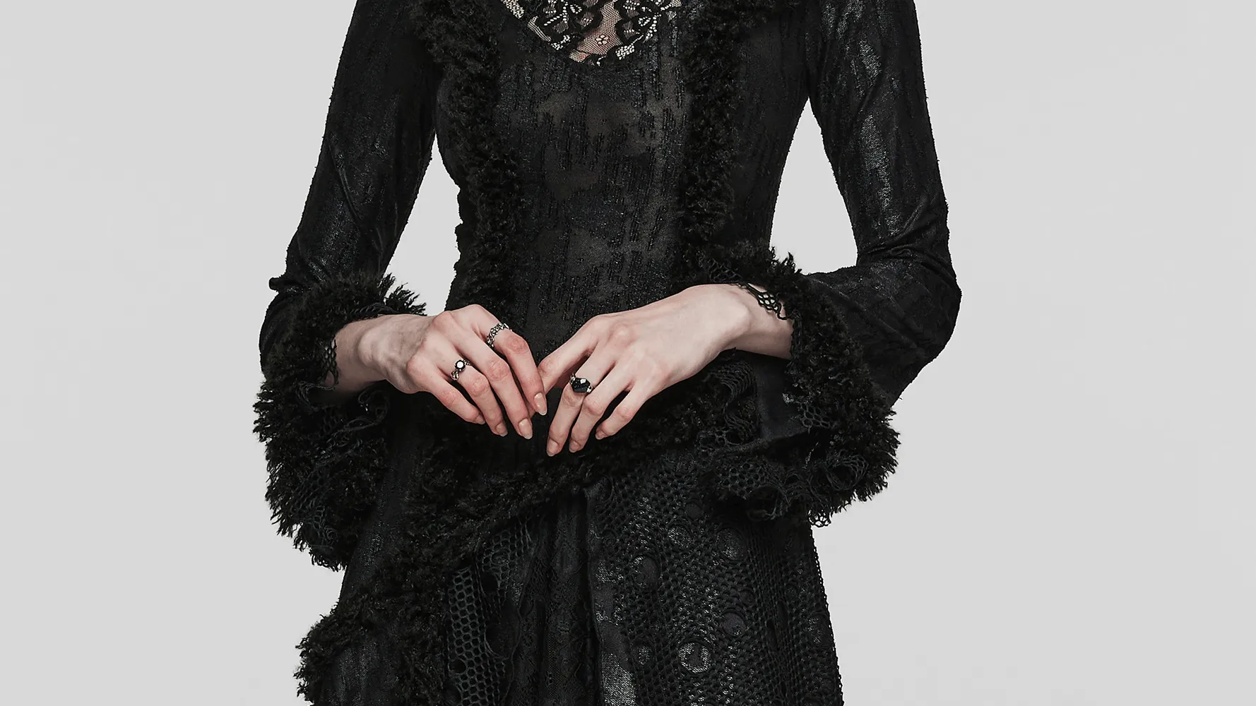Layered Lace Gothic Elegance Long Slim Fit Dress