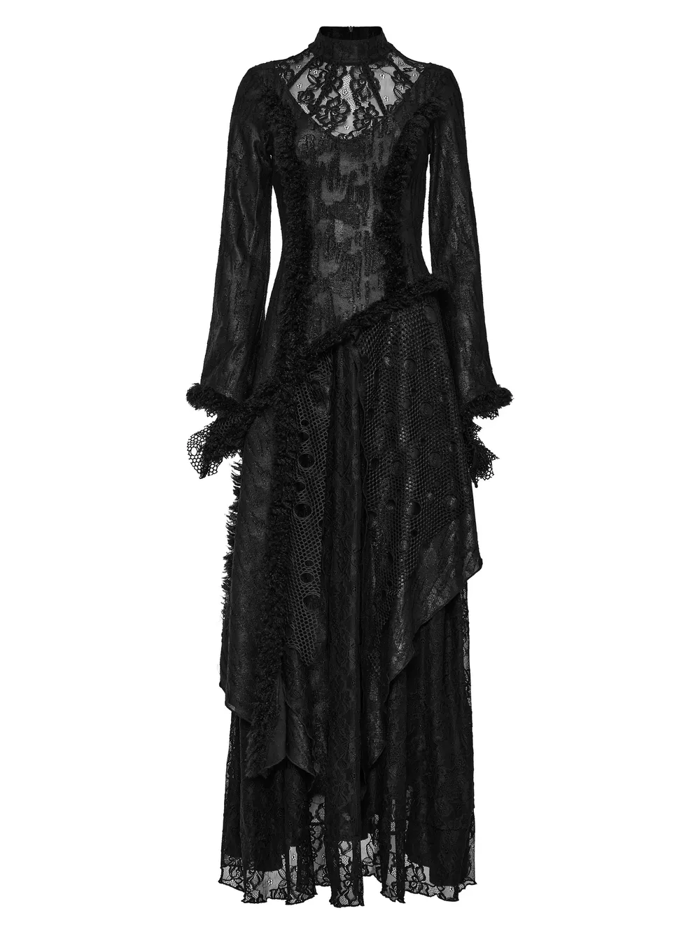 Layered Lace Gothic Elegance Long Slim Fit Dress
