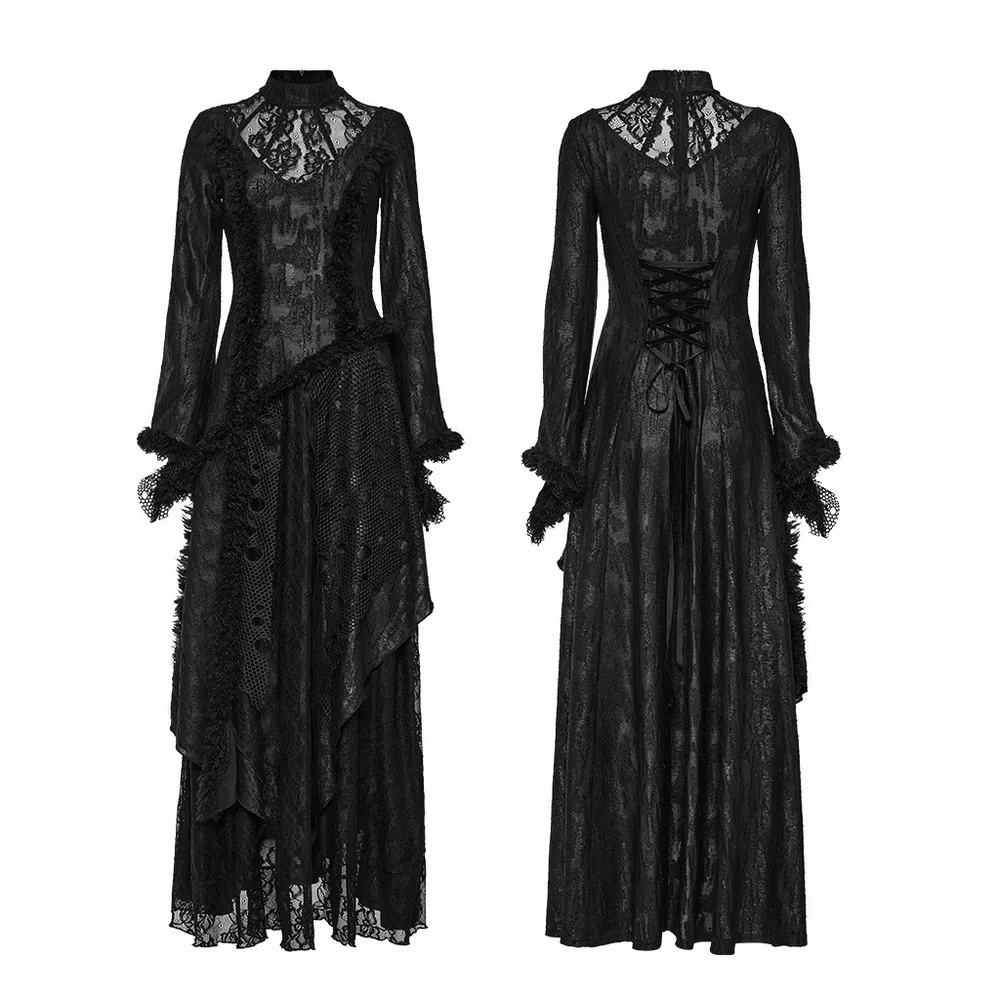 Layered Lace Gothic Elegance Long Slim Fit Dress