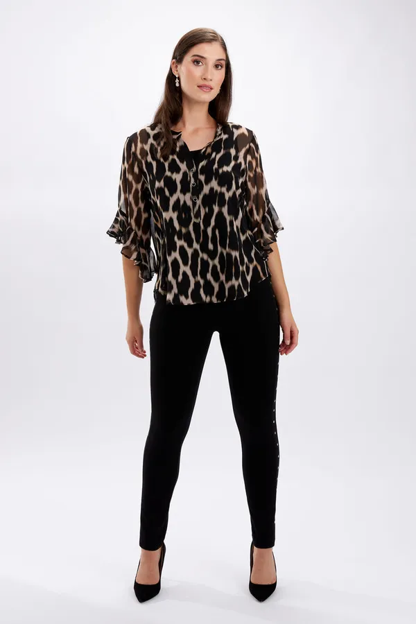 Leopard Print Chiffon Blouse