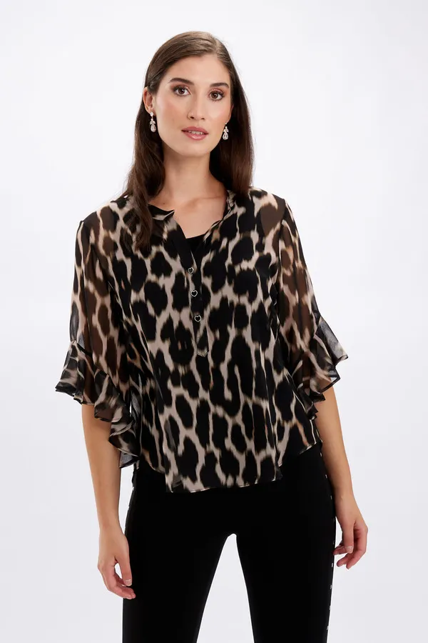 Leopard Print Chiffon Blouse