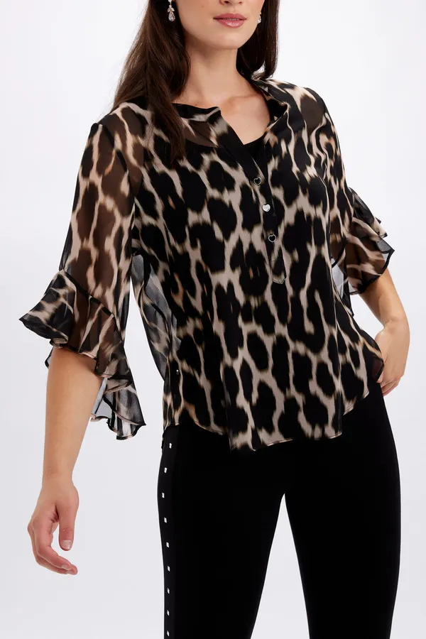 Leopard Print Chiffon Blouse