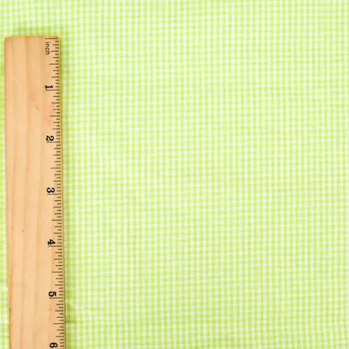 Lime Green/White Cotton Micro Gingham Shirting Fabric