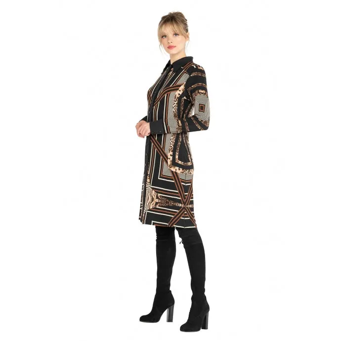 Long Slv Collar & Cuffs Snap Shirt Dress- Rachel