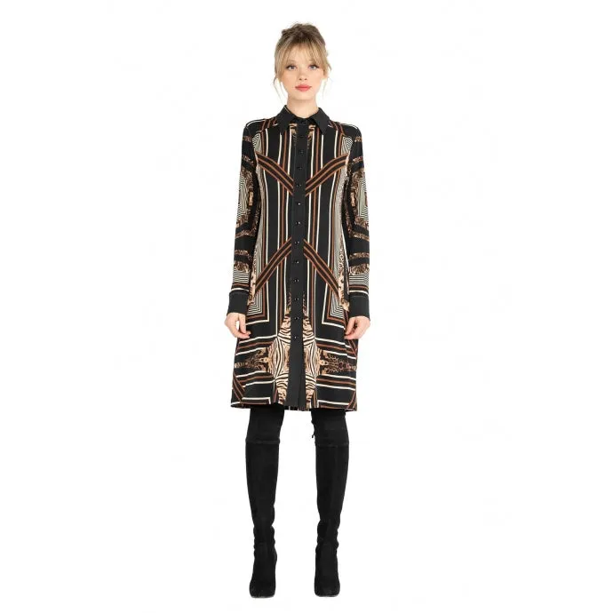 Long Slv Collar & Cuffs Snap Shirt Dress- Rachel