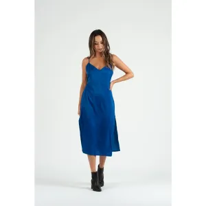 Lucca Couture Sierra Satin Back Tie Dress Royal Blue