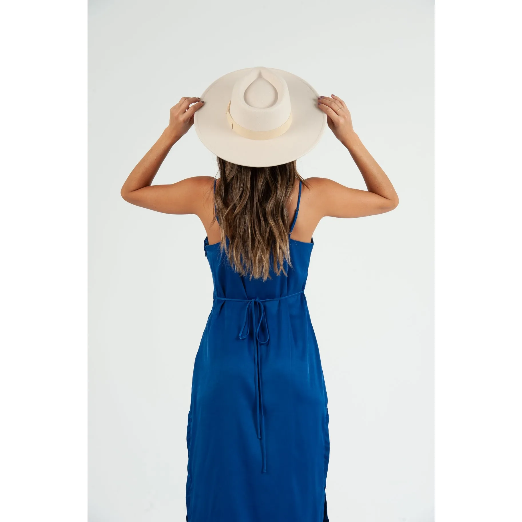 Lucca Couture Sierra Satin Back Tie Dress Royal Blue
