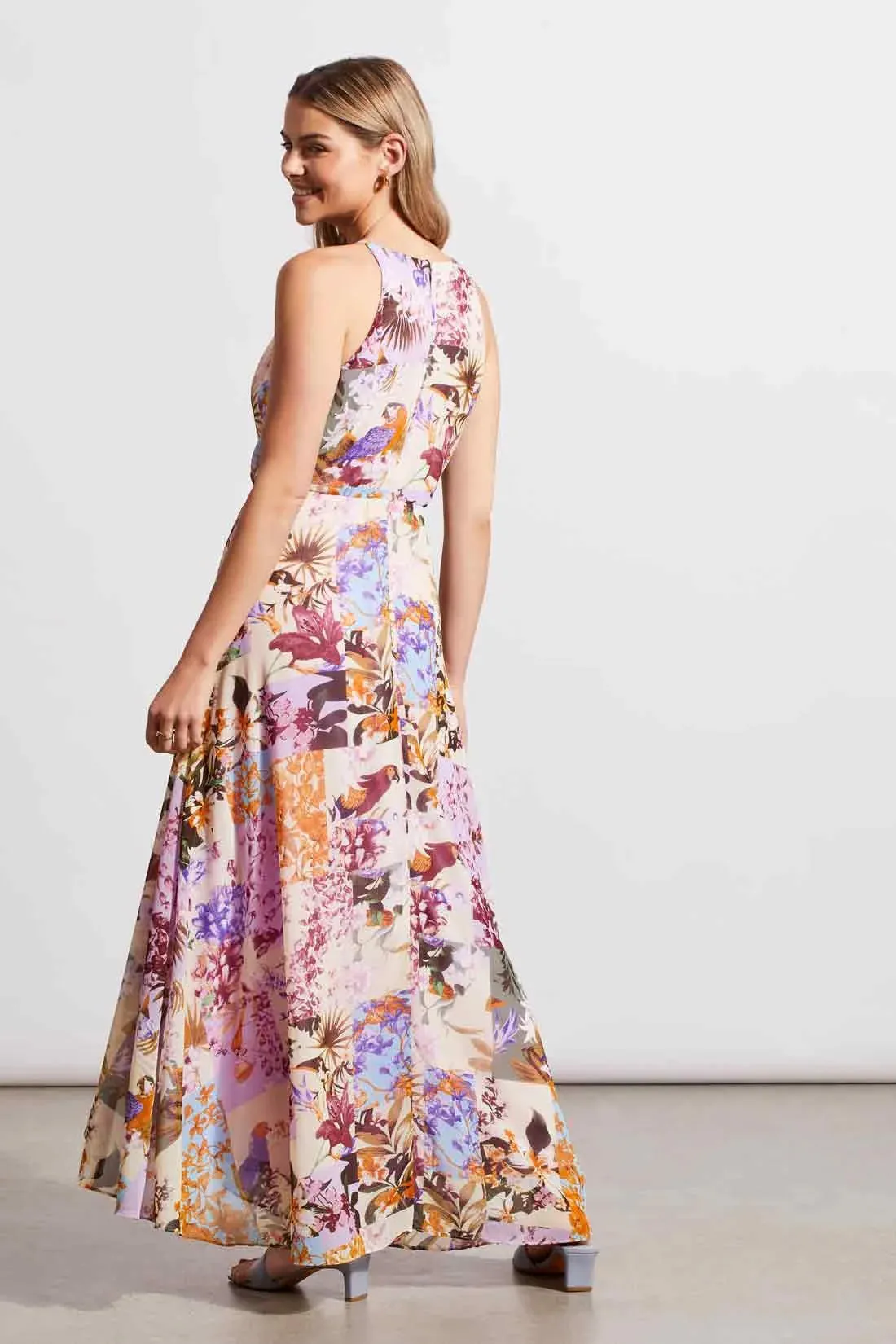 Lyra Lined Maxi Dress with Embellished Keyhole Neck - TRIBAL 879O-4073-0872