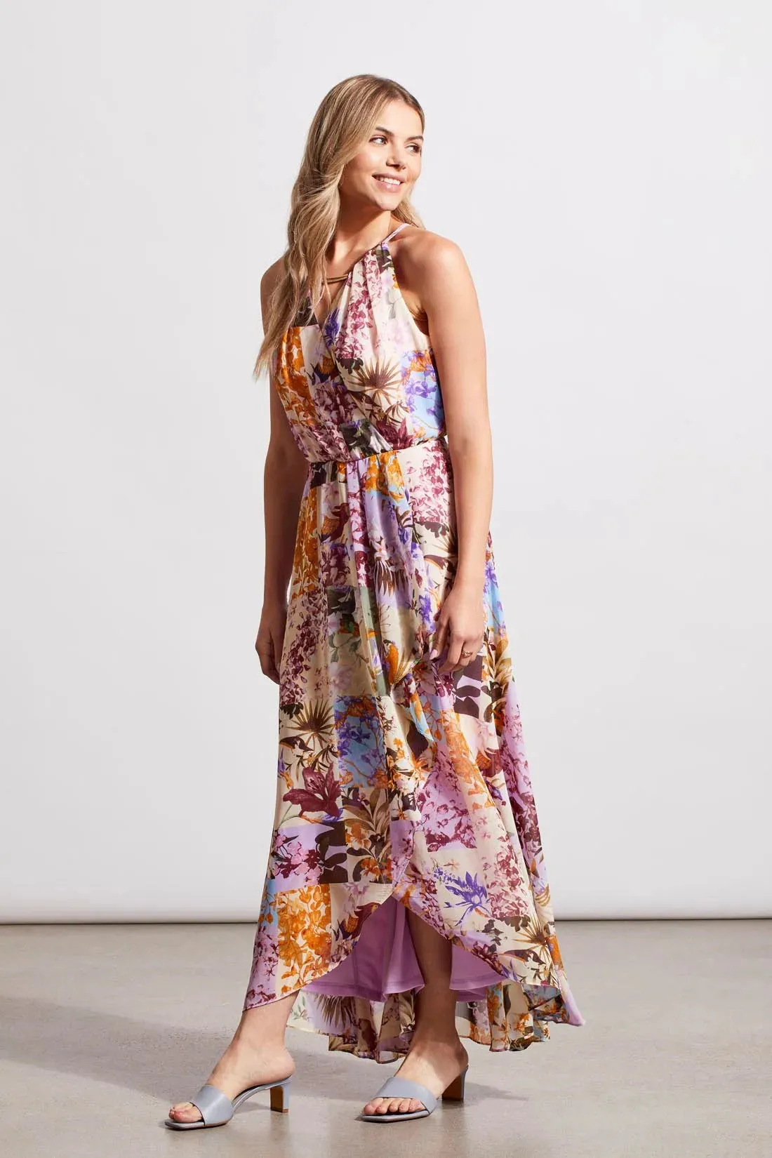 Lyra Lined Maxi Dress with Embellished Keyhole Neck - TRIBAL 879O-4073-0872