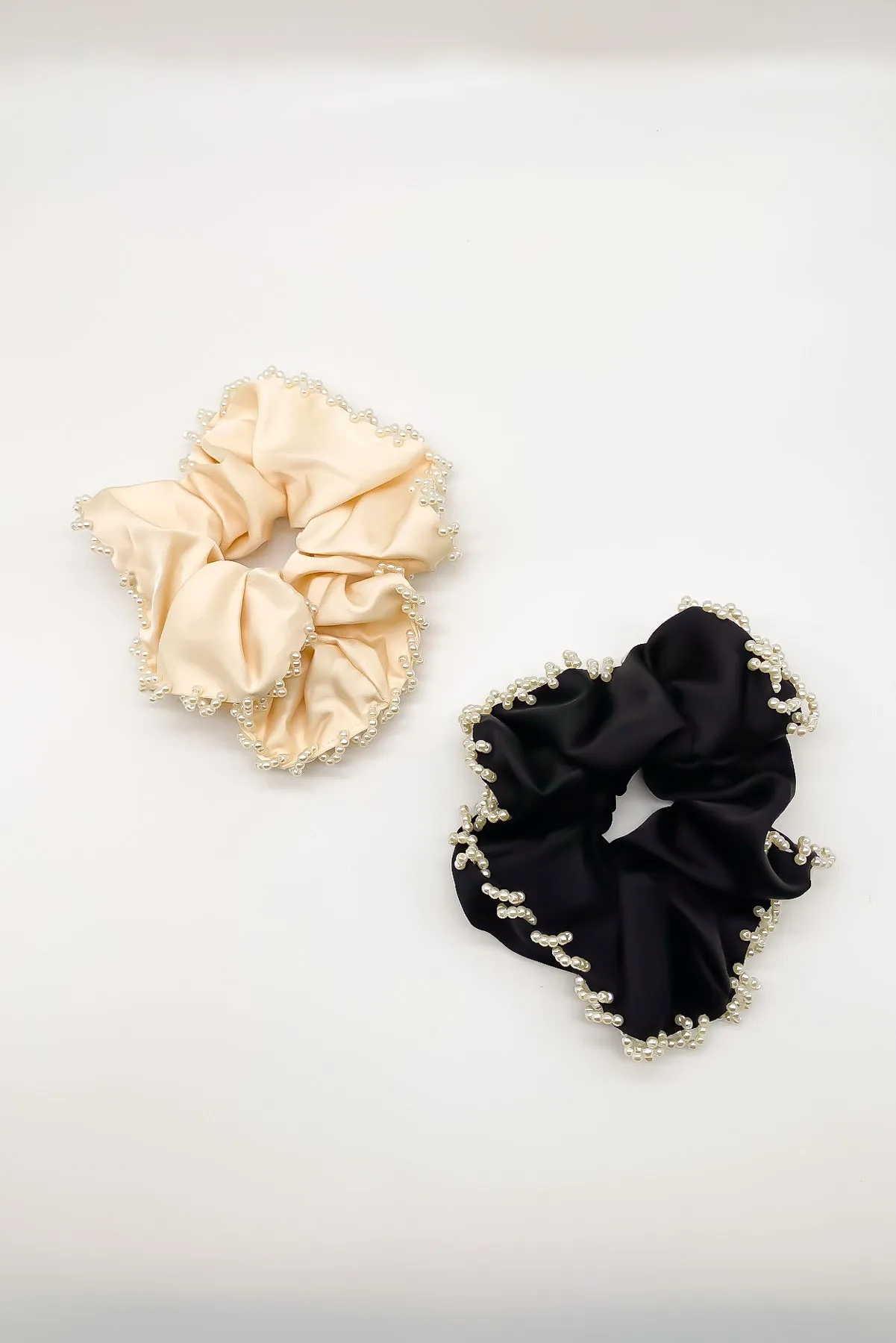 Mabel Pearl Satin Scrunchie