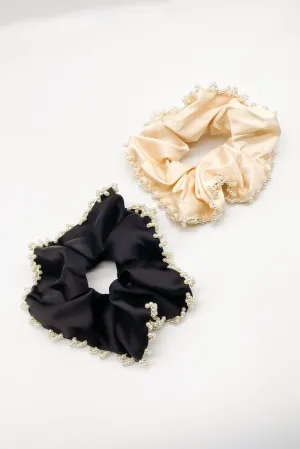 Mabel Pearl Satin Scrunchie