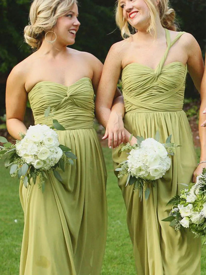Mismatched Elegant Sweetheart Simple Long A-line Bridesmaid Dressess, BDS0297