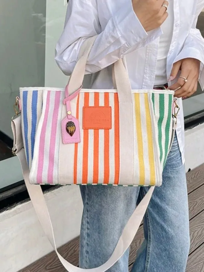 Multicolored stripes boho handbag