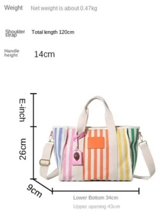Multicolored stripes boho handbag