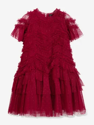 Needle & Thread Girls Elia Tulle Dress in Red