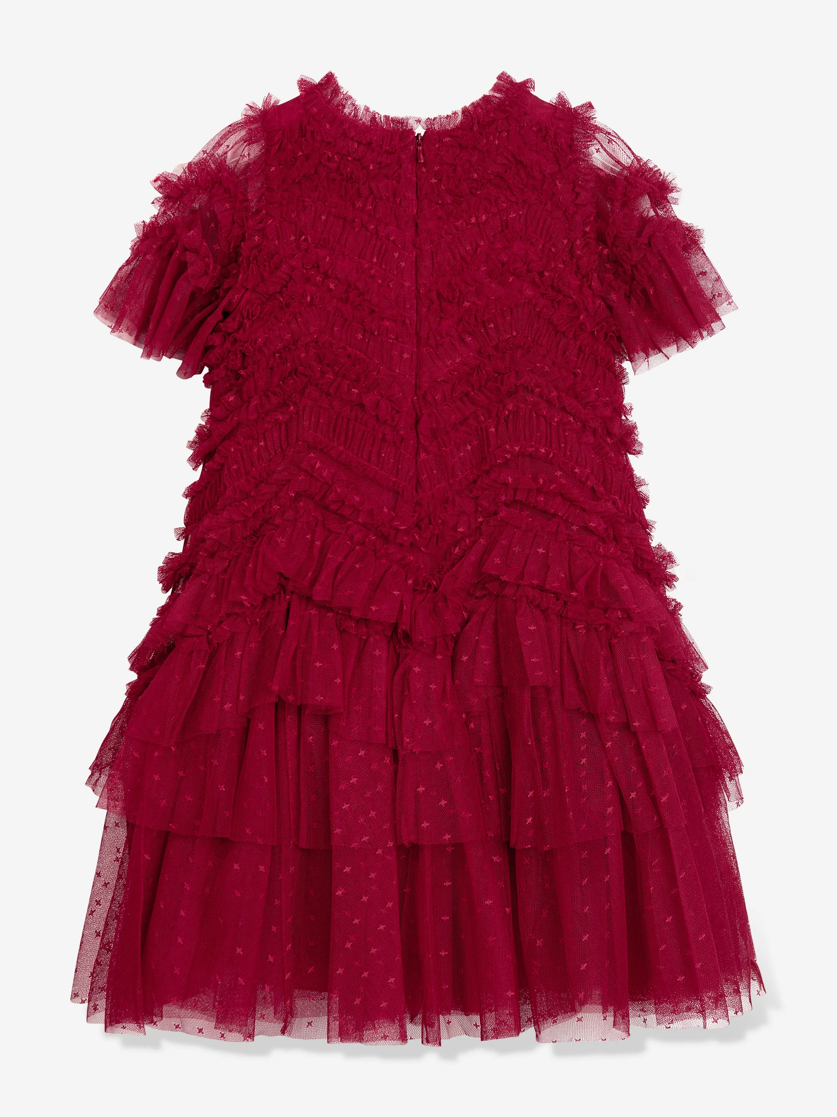 Needle & Thread Girls Elia Tulle Dress in Red