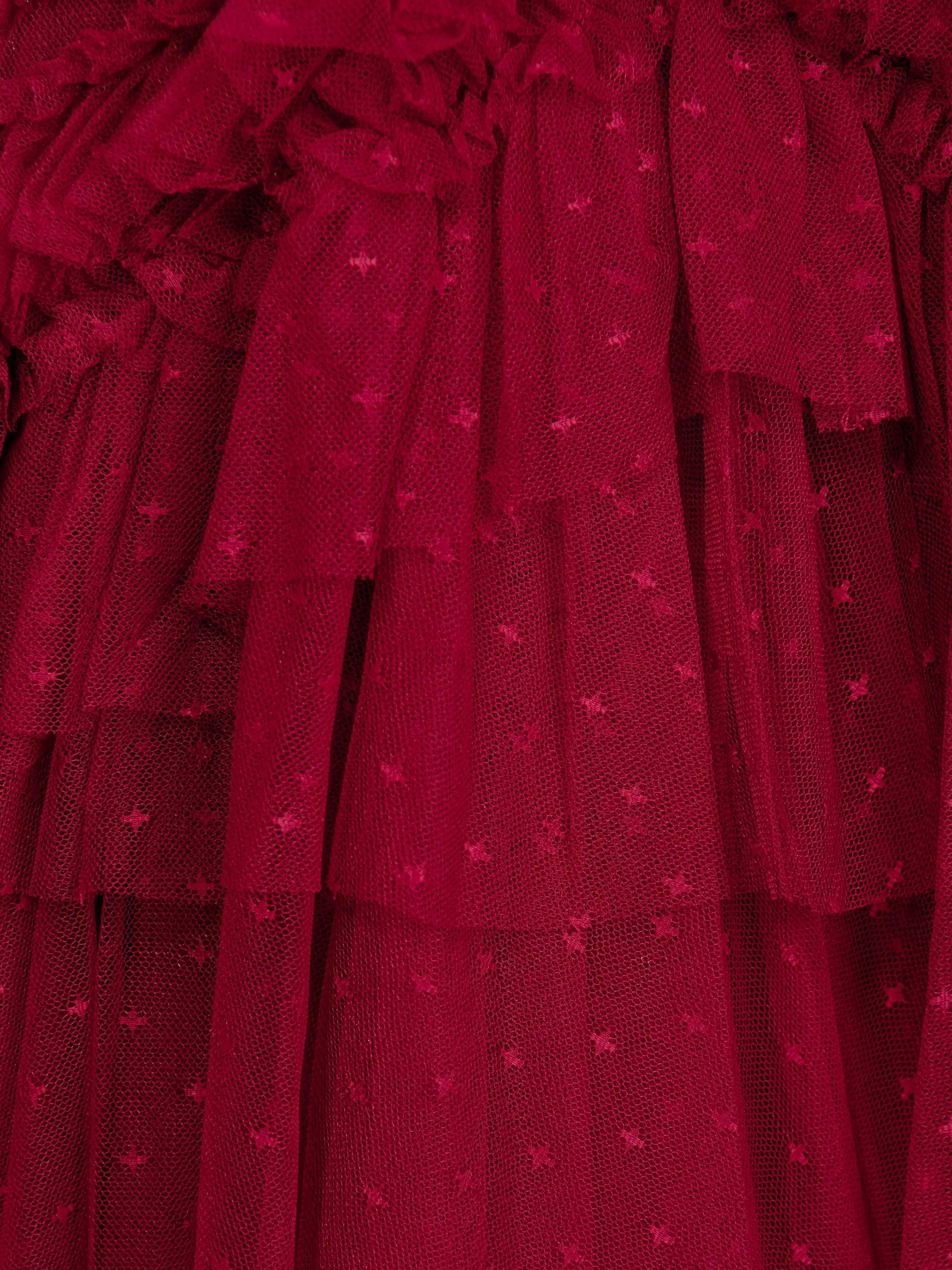 Needle & Thread Girls Elia Tulle Dress in Red