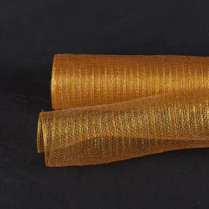 Old Gold with Gold Line - Deco Mesh Wrap Metallic Stripes ( 21 Inch x 10 Yards )