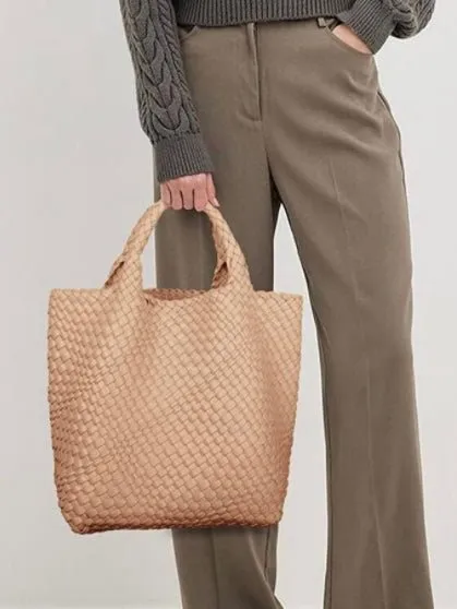 Peach faux leather boho handbag