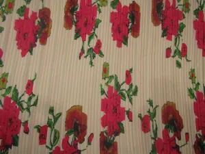 Polyester Pleated Printed Georgette Pastel Peach Fabric ~ 44'' wide