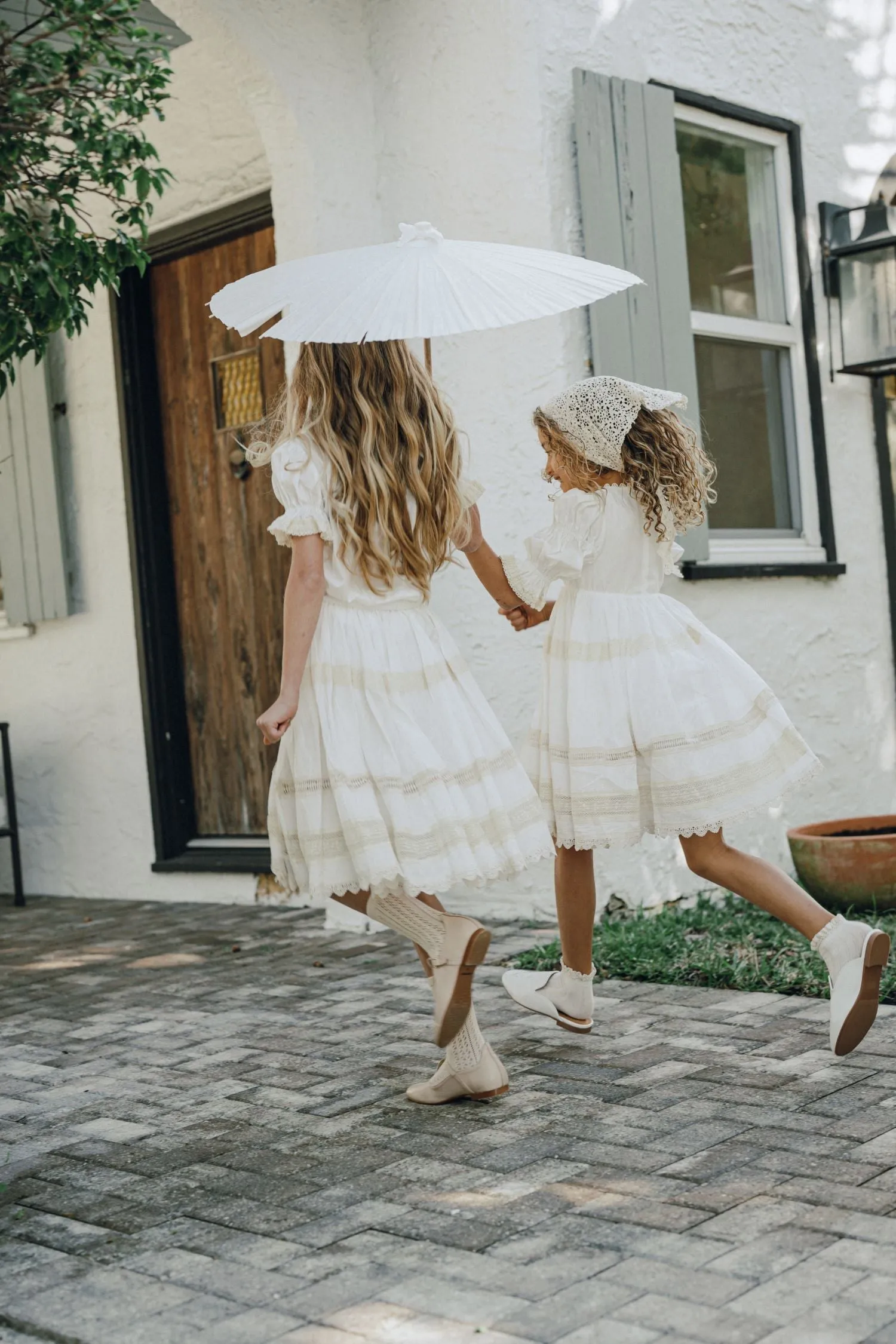 POMPOMME 2PC LACE TRIMMED TOP & SKIRT SET