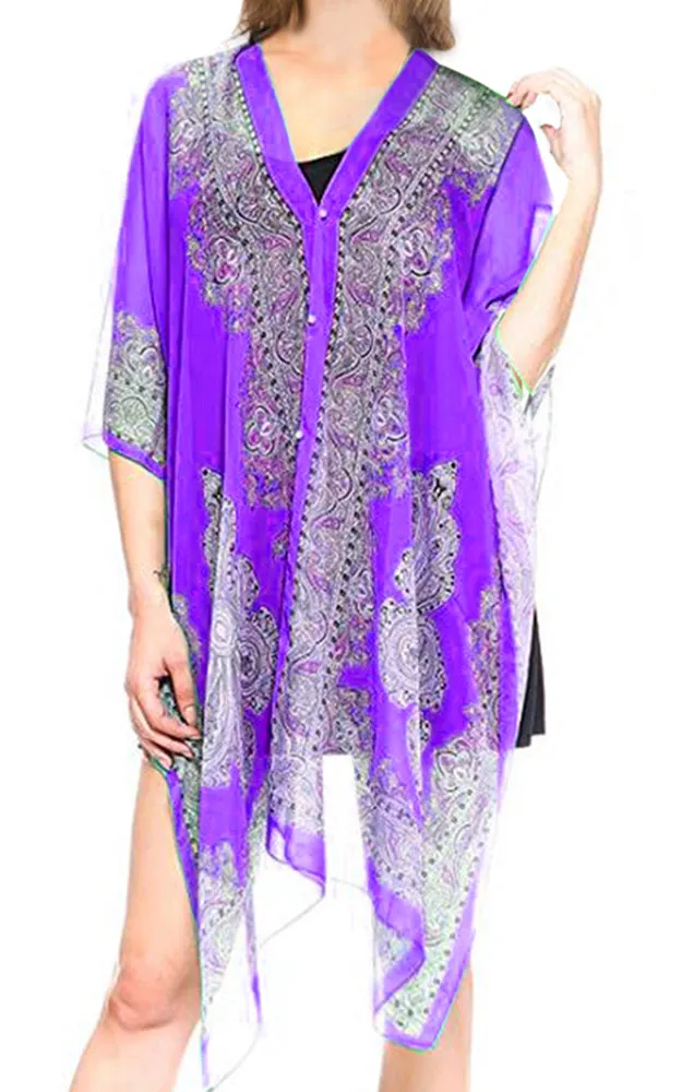 PP3361 / LC514 / JP337 Paisley Print Chiffon Poncho