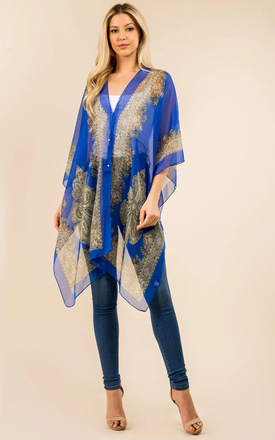 PP3361 / LC514 / JP337 Paisley Print Chiffon Poncho