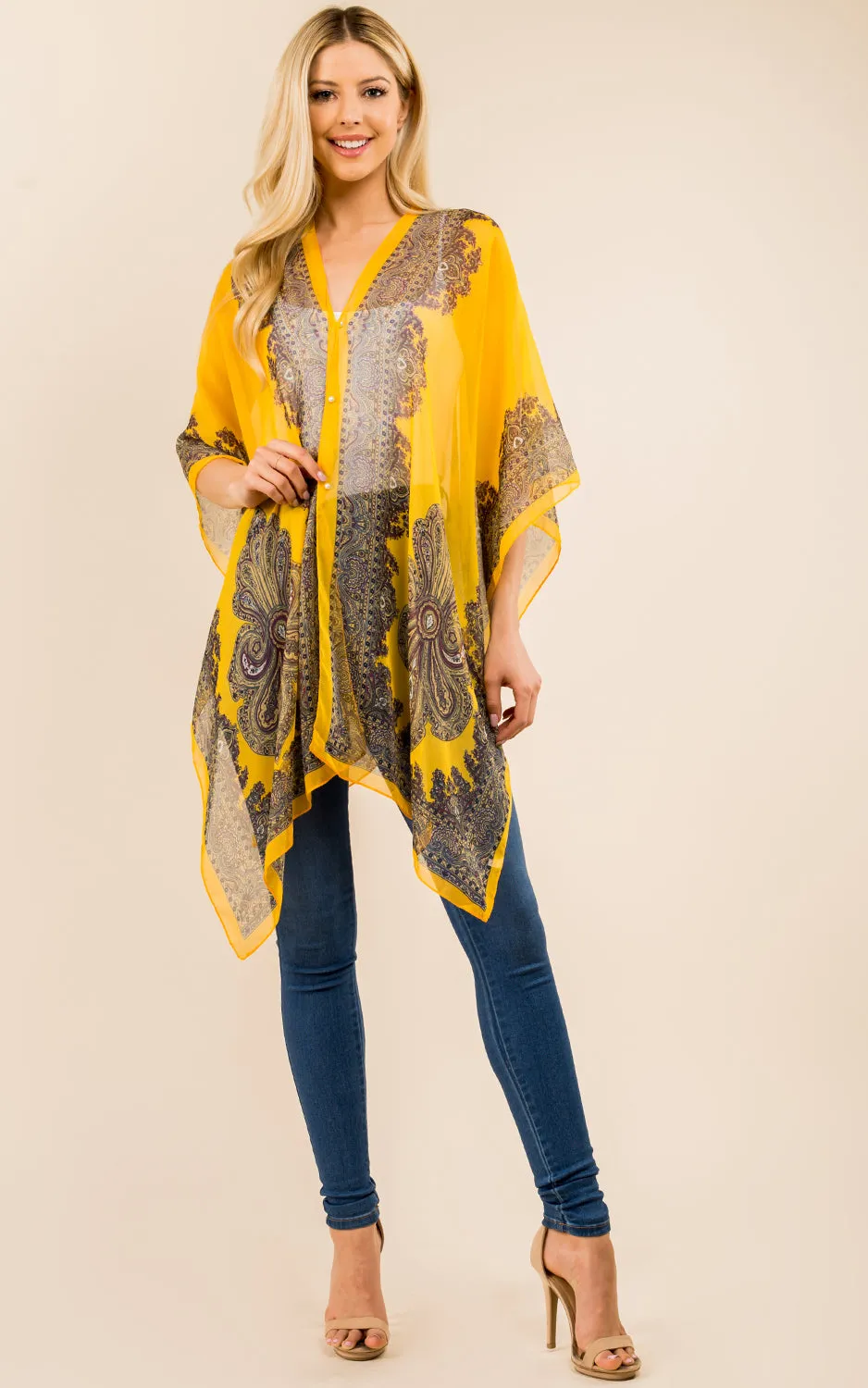 PP3361 / LC514 / JP337 Paisley Print Chiffon Poncho