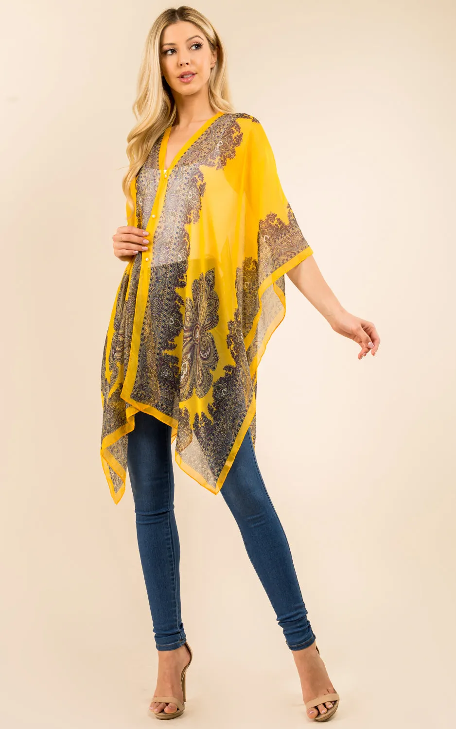 PP3361 / LC514 / JP337 Paisley Print Chiffon Poncho