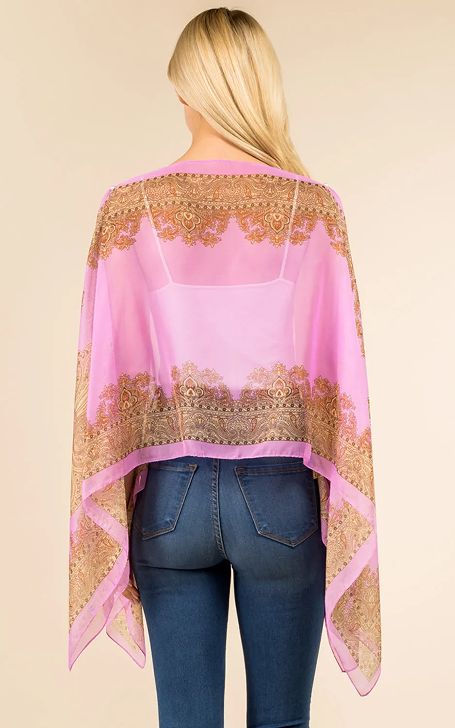 PP3361 / LC514 / JP337 Paisley Print Chiffon Poncho