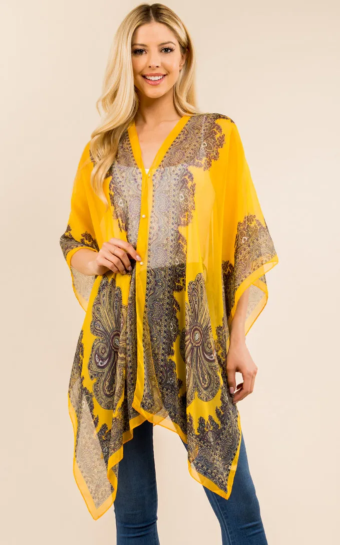 PP3361 / LC514 / JP337 Paisley Print Chiffon Poncho