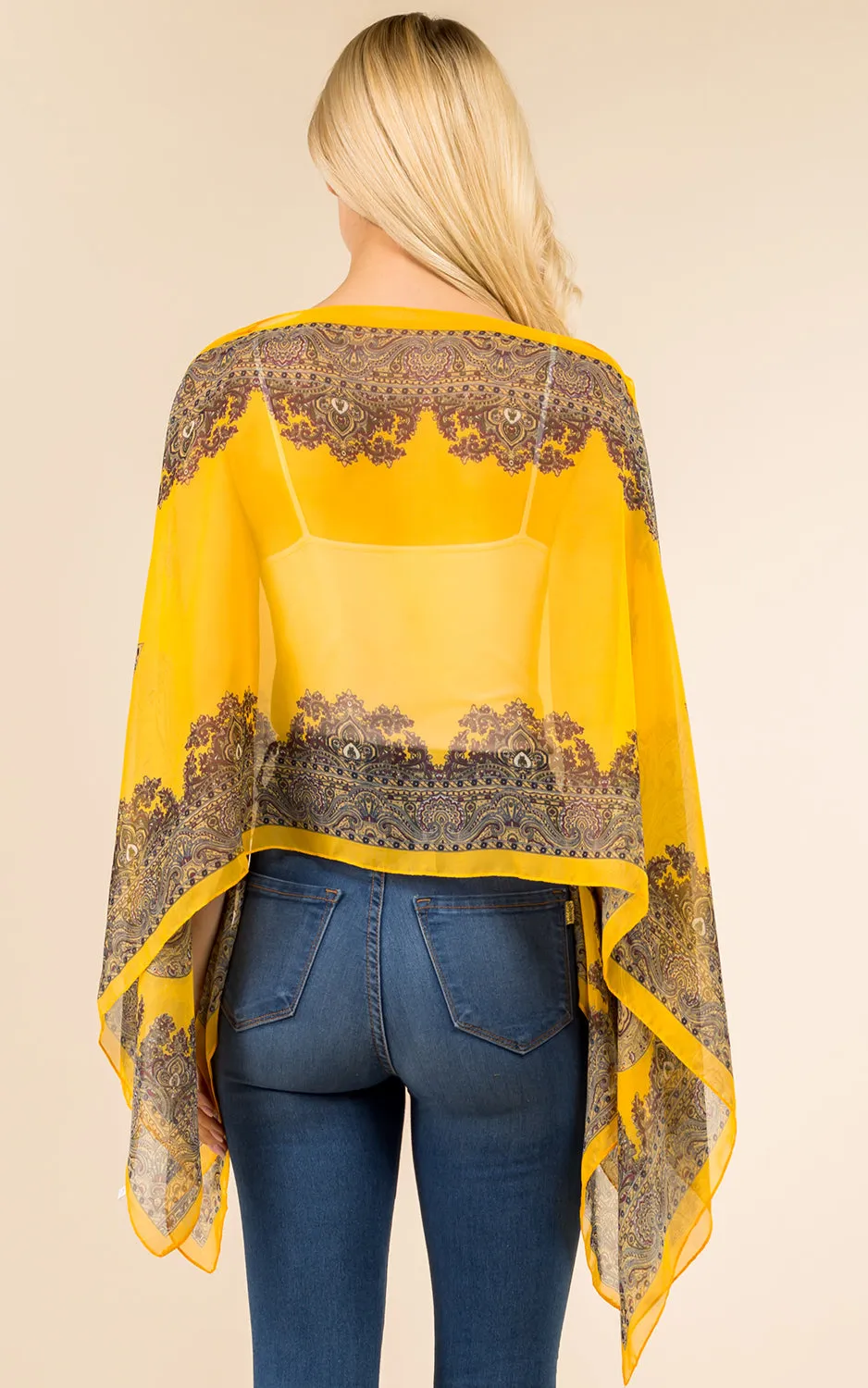 PP3361 / LC514 / JP337 Paisley Print Chiffon Poncho