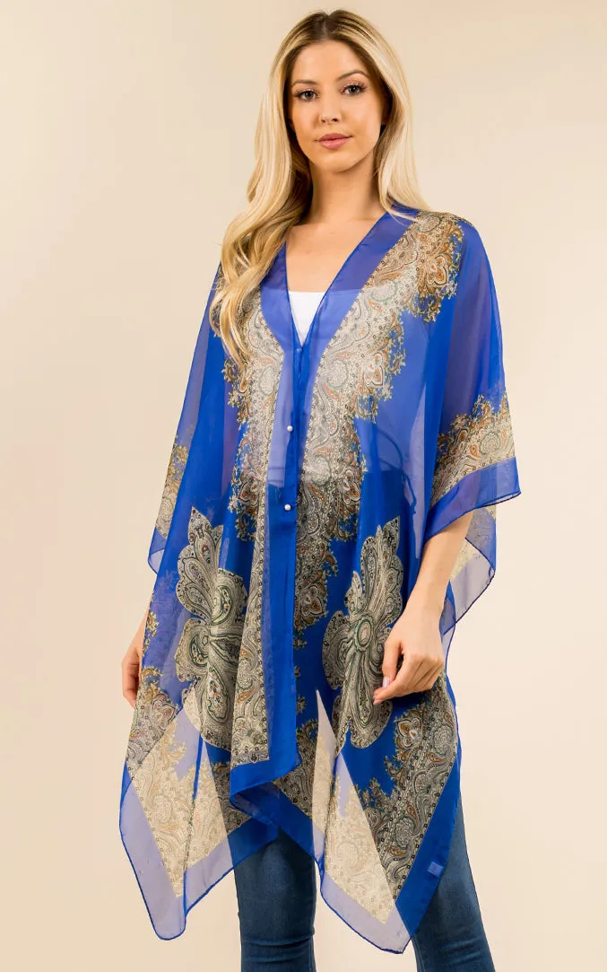 PP3361 / LC514 / JP337 Paisley Print Chiffon Poncho