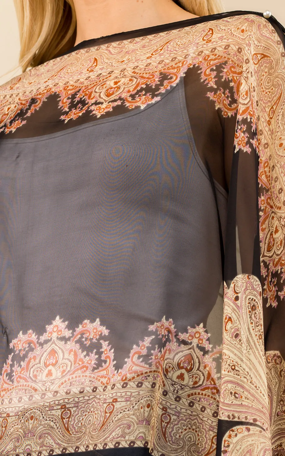 PP3361 / LC514 / JP337 Paisley Print Chiffon Poncho
