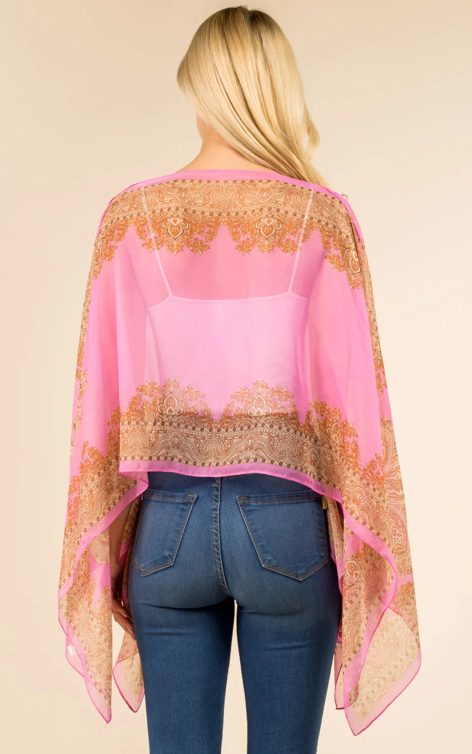 PP3361 / LC514 / JP337 Paisley Print Chiffon Poncho