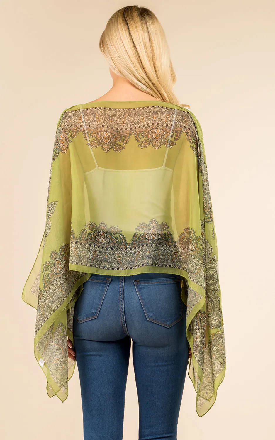 PP3361 / LC514 / JP337 Paisley Print Chiffon Poncho