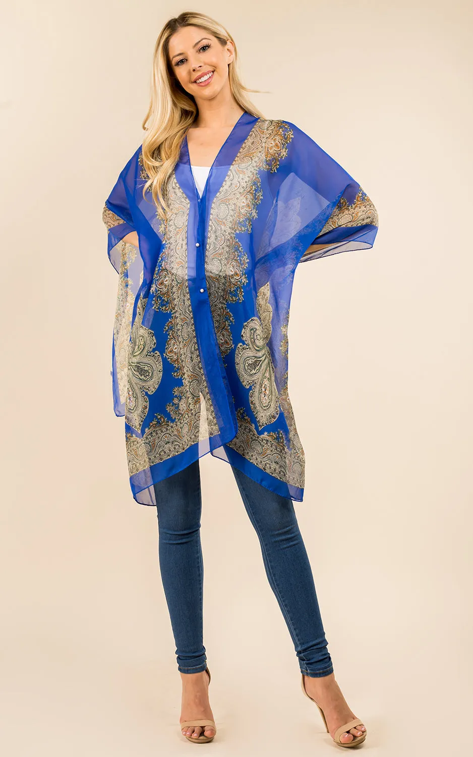 PP3361 / LC514 / JP337 Paisley Print Chiffon Poncho