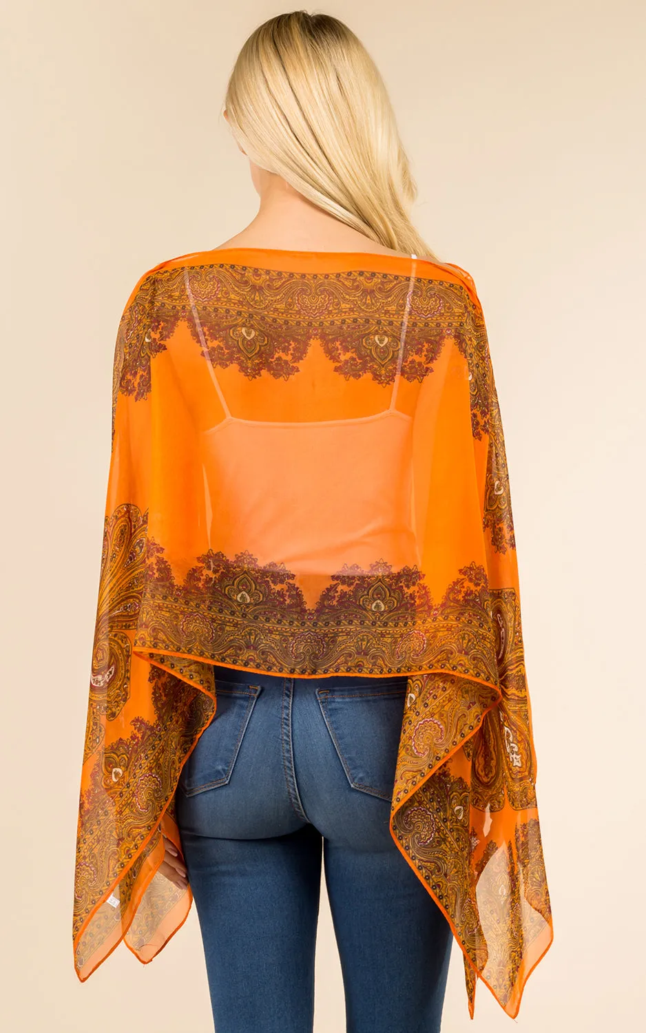 PP3361 / LC514 / JP337 Paisley Print Chiffon Poncho