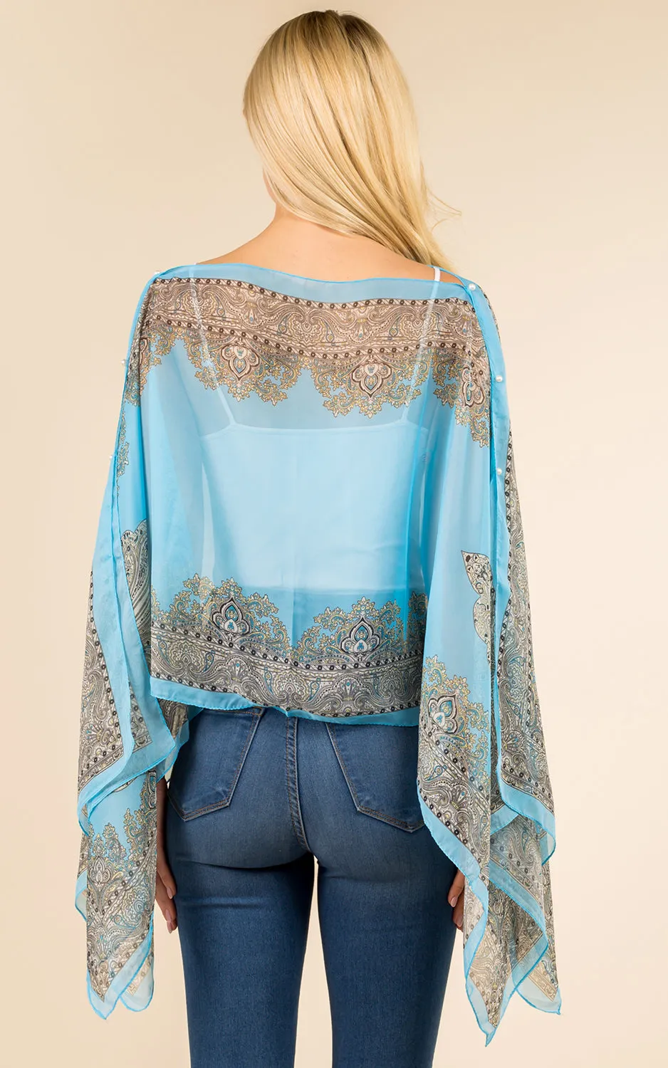 PP3361 / LC514 / JP337 Paisley Print Chiffon Poncho