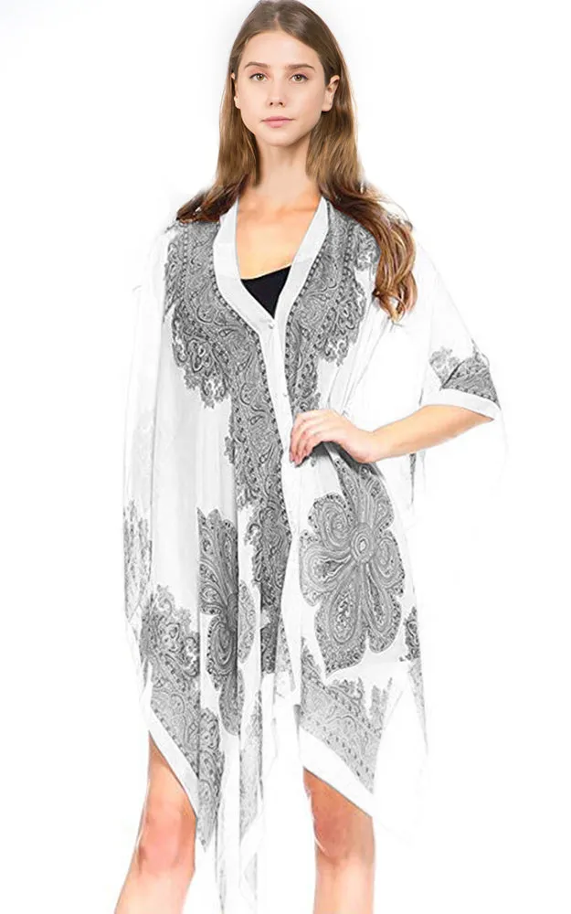 PP3361 / LC514 / JP337 Paisley Print Chiffon Poncho