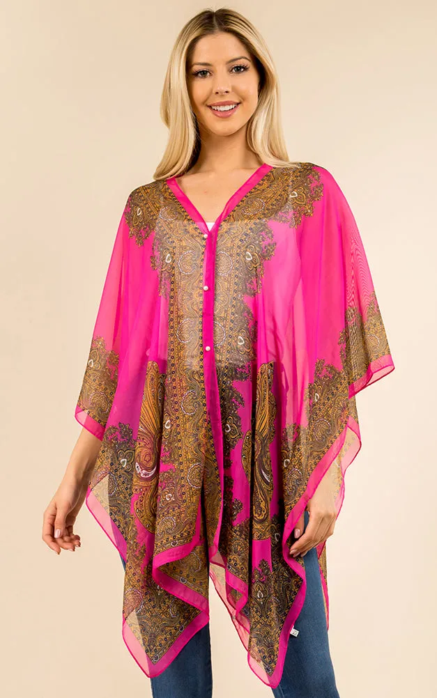 PP3361 / LC514 / JP337 Paisley Print Chiffon Poncho