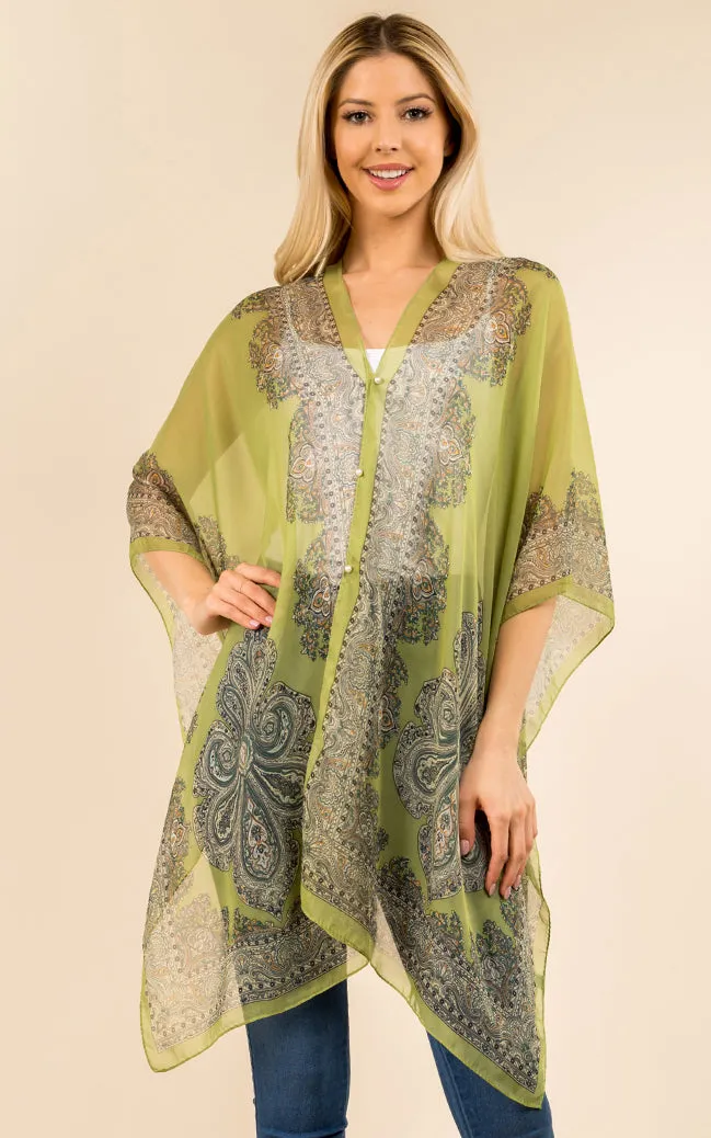 PP3361 / LC514 / JP337 Paisley Print Chiffon Poncho