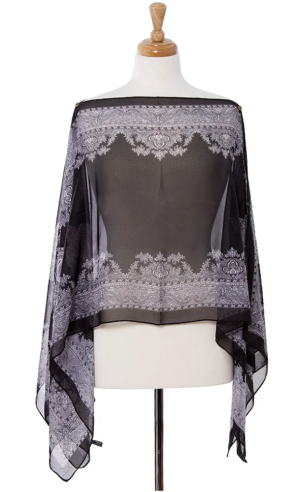 PP3361 / LC514 / JP337 Paisley Print Chiffon Poncho