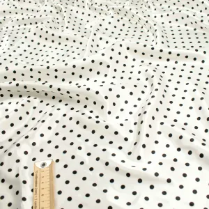 Printed Satin Design-14 Black Dots on White