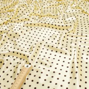 Printed Satin Design-16 Brown Dots on Cream