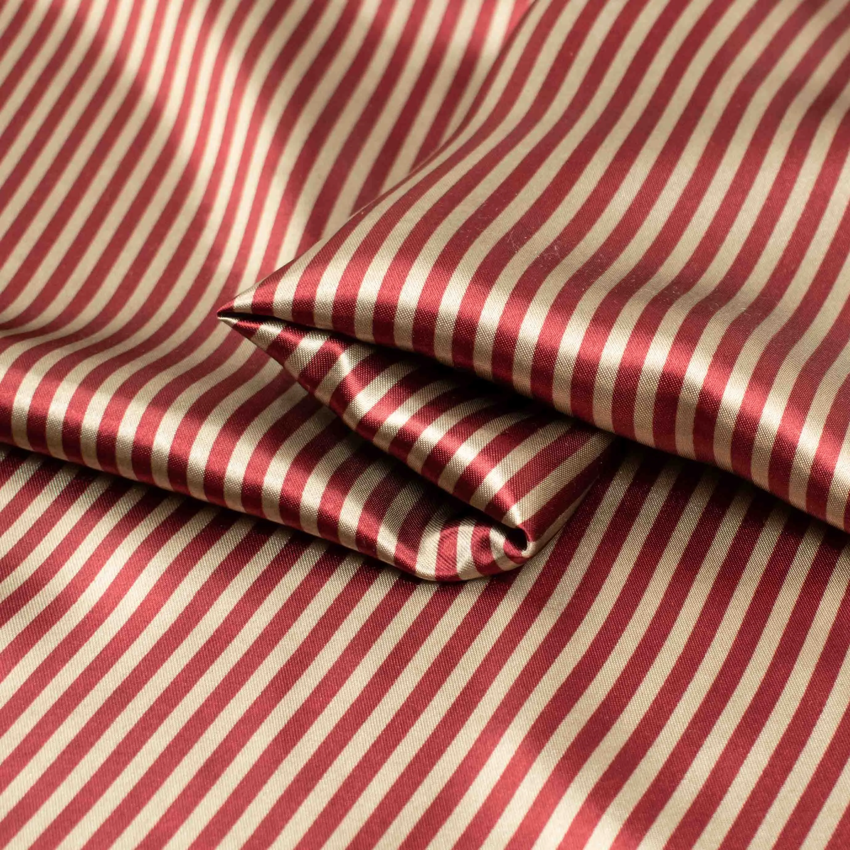 Printed Satin Design-25 Red & Cream Stripes