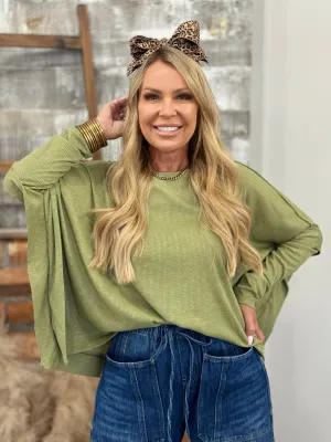 Ribbed Oversized Top | Sage
