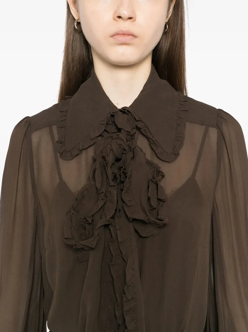 Ruffle Midi Dress in Chocolate