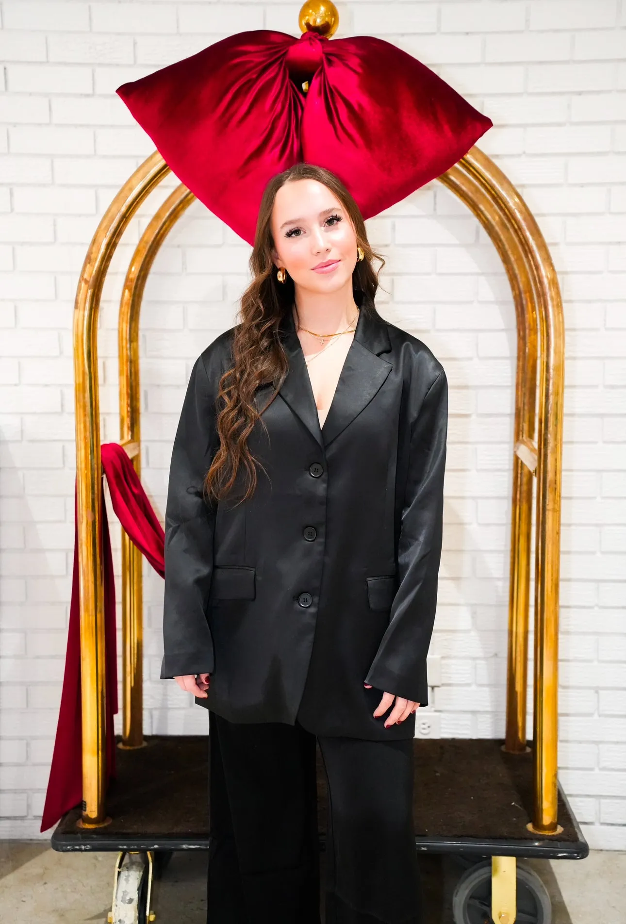 Satin Oversized Blazer | Black