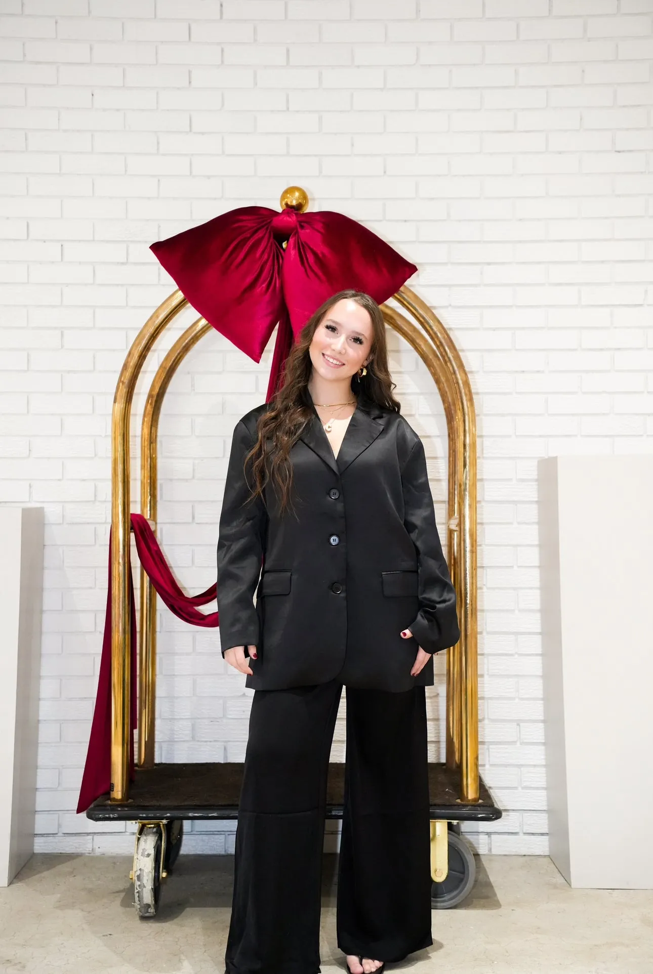 Satin Oversized Blazer | Black